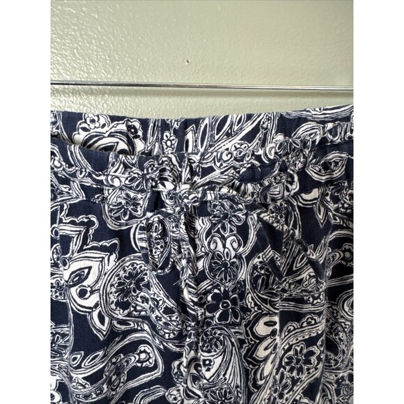 Charter Club 100% Linen Paisley Floral Comfy Pants Navy & White Size 20W Pockets - Picture 4 of 7